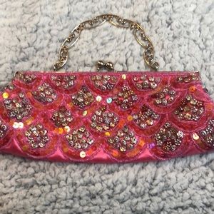 Beaded pink evening bag